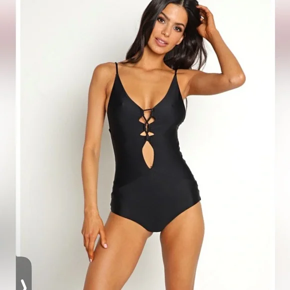 Acacia Swimwear Kokomo Black Cutout One-Piece small NWOT